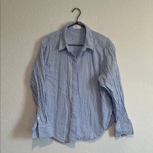 Meshki Blue & White Striped Button Down Blouse Top